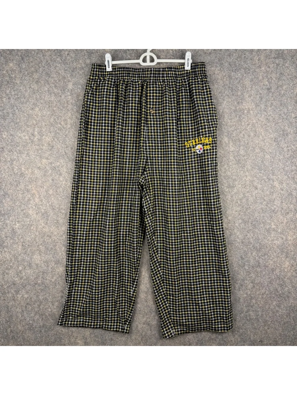 NFL Pittsburgh Steelers Pajama Pants Black Gold White Plaid Men Large Tall 175